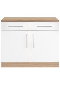 Wiho-K&uuml;chen wiho K&uuml;chen, Unterschrank &raquo;Cali&laquo; 100 cm breit, Front: Wei&szlig; matt, Korpus und Arbeitsplatte: Sonoma eichefarben, B/H/T: 100 cm x 85 cm x 60 cm, Front: 