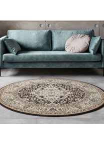 Hanse Home, Teppich &raquo;Skazar Isfahan&laquo; rund 9 mm H&ouml;he Kurzflor, Orient, Teppich, Vintage, Esszimmer, Wohnzimmer, Flur, creme/braun, Polypropylen (PP), &Oslash;