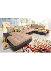 Sit & More sit&more, Wohnlandschaft &raquo;Palomino U-Form&laquo; wahlweise in XL oder XXL, mokka/cappuccino, NaturLEDER (echtes Rindsleder) in Sitz und R&uuml;cken. Korpus mit 