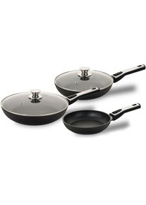 Genius , Pfannen-Set »Cerafit Plasma«, (Set, 5 tlg., Pfanne Ø 20 cm/24/28 cm mit abnehmbaren Griff, Glasdeckel), mit neuestem, einzigartigem...