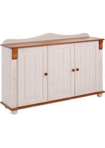 Home Affaire, Sideboard &raquo;Adele&laquo; Kommode, 3-t&uuml;rig, Breite 130 cm, aus massiver Kiefer, FSC , wei&szlig;/kirschbaumfarben, B/H/T: 130 cm x 90,8 cm x 39,5 cm, 