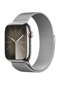 Apple , Smartwatch »Watch Series 9 Edelstahl«, (4,5 cm / 1,77 Zoll), Watch OS 10, Milanese Loop , Silber