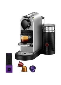 Nespresso , Kapselmaschine »XN761B CitiZ & Milk von Krups«, inkl. Aeroccino Milchaufschäumer, Willkommenspaket mit 14 Kapseln , silberfarben
