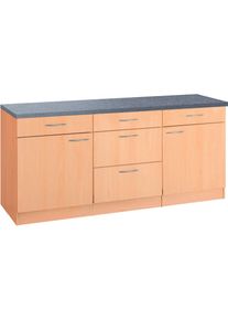 Wiho-Küchen wiho Küchen , Unterschrank »Kiel«, 180 cm breit , Front und Korpus: Buche Dekor, Arbeitsplatte: Canvas Grau