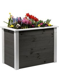 Dobar, Hochbeet &raquo;Two-Tone&laquo; Bausatz, aus FSC -zertifiziertem Kiefernholz, wetterfest grau lasiert, Anthrazit-Wei&szlig;, Holzwerkstoff, B/H/T: 65 cm x 80 cm 