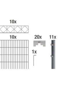 Alberts , Doppelstabmattenzaun &raquo;Bergen&laquo; anthrazit, H&ouml;he: 100-160cm, Gesamtl&auml;nge: 10-20m, zum Einbetonieren , anthrazit