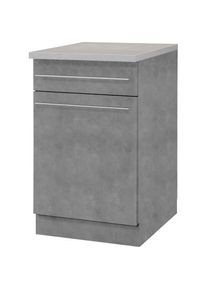 Wiho-K&uuml;chen wiho K&uuml;chen, Unterschrank &raquo;Chicago&laquo; 60 cm breit, 1 Schubkasten und 1 T&uuml;r, Front und Korpus: betonfarben, Arbeitsplatte: Canvas Grau, B/H/T: 60 cm x 85