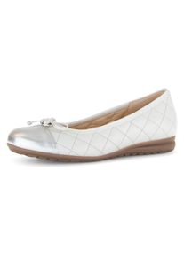 Gabor , Ballerina »Florenz«, Halbschuh, Schlupfschuh, Businessschuh, Ziersteppungen, Weite G , offwhite-silberfarben , 38 , 38 , Ansprechender...