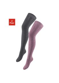 Lavana , Overknees, (Packung, 2 Paar), in Melangequalität , schwarz-meliert, rosa-meliert , 35-38 , 35-38 , Elastische Overknee-Strümpfe mit feinem...
