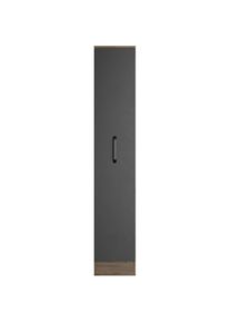 Wiho-Küchen wiho Küchen , Apothekerschrank »Elba, Breite/Höhe: 30/165 cm«, mit 4 Ablagekörben , Front: schwarz, Korpus: Halifax Eiche Braun