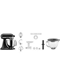 KitchenAid , Küchenmaschine »5KSM125EBM SCHWARZ MATT«, Gratis Fleischwolf, Schüssel, Spritzgebäckvorsatz (Wert: ca.238,- UVP) , matt schwarz
