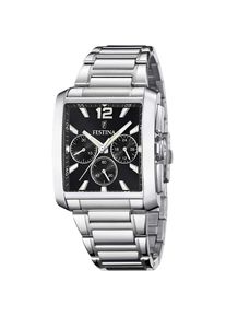 Festina, Damen, Chronograph Armbanduhr, Quarzuhr, Herrenuhr, Stoppfunktion, Edelstahlarmband, silberfarben-schwarz, silberfarben-schwarz, 