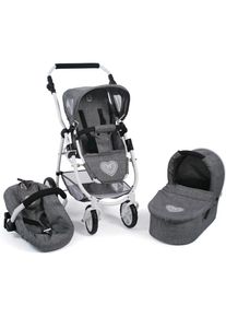 Bayer Chic 2000 CHIC2000 , Kombi-Puppenwagen »Emotion All In 3in1, Jeans Grey«, inkl. Babywanne, Babyschale und Sportwagenaufsatz , Jeans Grey