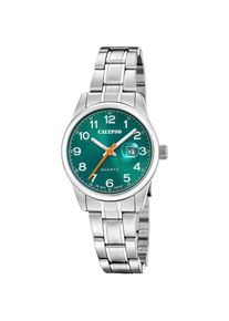 Calypso Watches, Damen, Quarzuhr &raquo;Basic&laquo; Armbanduhr, Damenuhr, Edelstahlarmband, analog, Tag, silberfarben, gr&uuml;n, silberfarben, gr&uuml;n, Aparte 