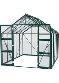 Vitavia, Gew&auml;chshaus &raquo;Domus 8300&laquo; Doppelschwingt&uuml;ren und bodentiefer T&uuml;rschwelle, 3 mm Sicherheitsglas, smaragdgr&uuml;n, B/H/T: 257 cm x 253,9 cm x 325 cm