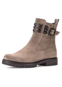 Gabor , Stiefelette »Davos«, mit Komfortweite H (sehr weit) , taupe , 41 , 41 , Mit Schmucksteinen verzierter Riegel