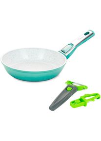 Genius , Bratpfanne »Cerafit Revolution Pfanne Ø 20 cm inkl. Börner Multi Peeler, Set«, (Set, 4 tlg., Pfanne, Ø 20 cm, aquagrün, Börner Multi...