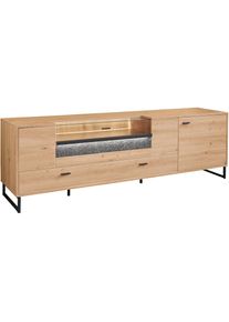 set one by Musterring, TV-Schrank &raquo;Deltona&laquo; inkl. LED-Beleuchtung, Metallkufe, Glasklappe, B214 x H 67 cm, braun, Spanplatte, Eiche Artisan -B/H/T: 
