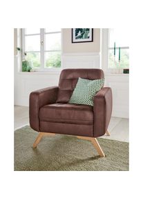 exxpo - sofa fashion, Sessel &raquo;Fiord, Loungesessel&laquo; aktuelles Design, tolle Detailverarbeitung im Sitz und R&uuml;cken, schoko, Webvelours (100% Polyester);