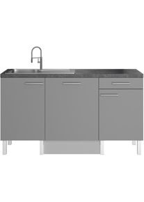 Optifit, Pantryk&uuml;che &raquo;Lilly&laquo; Breite 160 cm, wahlweise mit E-Ger&auml;ten, K&uuml;che: grau + Front: basaltgrau + Korpus: basalt grau + Arbeitsplatte: Black 