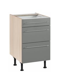 Optifit , Unterschrank &raquo;Bern&laquo; 50 cm breit, mit Schubkasten und 2 Ausz&uuml;gen, h&ouml;henverstellbare F&uuml;&szlig;e , basaltgrau/akaziefarben , akaziefarben