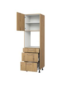 KOCHSTATION, Backofenumbauschrank &raquo;KS-Trea SB2AS-195-3&laquo; mit zwei T&uuml;ren und zwei Einlegeb&ouml;den, H&ouml;he 195 cm, eiche astig, eiche astig -B/H/T: 60 cm x 