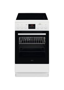 AEG , Induktions-Standherd »CIB56484BW«, mit 2-fach-Teleskopauszug, SteamBake – mit Feuchtigkeitszugabe, 50 cm , weiß , Heißluftsystem -...