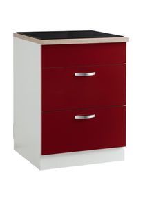 Wiho-K&uuml;chen wiho K&uuml;chen, Unterschrank &raquo;Flexi&laquo; Breite 60 cm, Front: Rot Glanz, Korpus: Wei&szlig;, B/H/T: 60 cm x 82 cm x 57 cm, Front: Rot Glanz, Korpus: Wei&szlig;