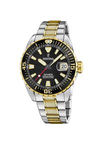 Festina , Quarzuhr »The Originals/Diver«, Armbanduhr, Herrenuhr, Edelstahlarmband, analog, Tag , silberfarben, goldfarben-schwarz , Attraktive...