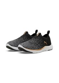 Puma, Damen, Slip-On Sneaker &raquo;SOFTRIDE REMI SLIP-ON KNIT WN'S&laquo;, Puma Black-Puma Gold-Cool Dark Gray, 40,5, Puma Black-Puma Gold-Cool Dark Gray, Tief 