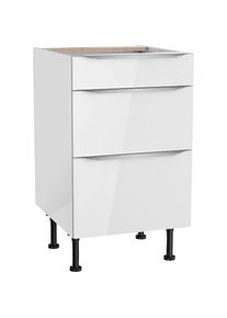 KOCHSTATION, Unterschrank &raquo;KS-Aken&laquo;, wei&szlig; Hochglanz-wei&szlig;, wei&szlig; -B/H/T: 50 cm x 87 cm x 58,4 cm, wei&szlig; Hochglanz-wei&szlig;