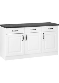 Wiho-K&uuml;chen wiho K&uuml;chen, Unterschrank &raquo;Erla&laquo; 150 cm breit mit Kassettenfront, Front: Kassette wei&szlig;, Korpus: wei&szlig;, Arbeitsplatte: Granit Schwarz, B/H/T: 150 cm x 