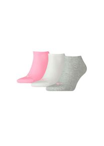 Puma , Sneakersocken, (3 Paar), mit eingestricktem Markenlogo , 1x hellgrau-meliert, 1x weiß, 1x rosa , 43-46 , 43-46 , Socken von Puma