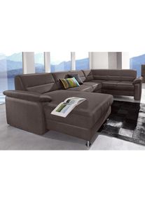 Sit & More sit&more, Wohnlandschaft &raquo;Ascara U-Form&laquo; inklusive Boxspring/Federkern-Polsterung, wahlweise mit Bettfunktion, mokka, NaturLeder in Sitz und R&uuml;cken, 