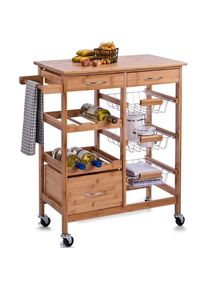 Home Affaire, K&uuml;chenwagen &raquo;Bamboo&laquo; auf Rollen, braun, Bambus, B/H/T: 38 cm x 84 cm x 66 cm, braun