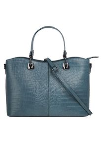 CLUTY, Damen, Henkeltasche echt Leder, Made in Italy, blau, blau, Breite 32 cm x H&ouml;he 22 cm x Tiefe 11 cm