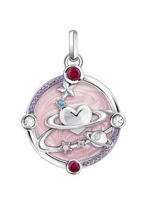 Thomas Sabo , Kettenanhänger »rosa mit Herzplaneten und Steinen, PE959-340-9«, mit Glas-Keramik Stein, Korund (synth.), Zirkonia (synth.) ,...