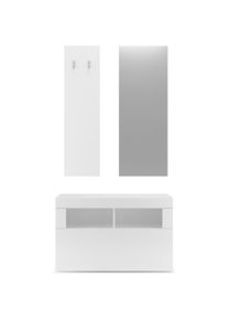 Inosign , Garderoben-Set »Basic 3tlg. Breite 91 cm, Höhe 187 cm, Wandgarderobe«, (3 St.), (Schuhbank, Garderobenpaneel, Spiegel), Weiss Hochglanz...