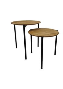 Andas , Couchtisch »Kotka«, (Im Set zwei Couchtische), Tischplatte aus massiver Eiche, Beingestell aus Metall , natur