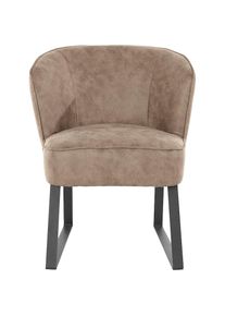 exxpo - sofa fashion , Sessel &raquo;Americano, Loungesessel&laquo; mit Keder und Metallf&uuml;&szlig;en, Bezug in verschiedenen Qualit&auml;ten, 1 Stck. , cappuccino