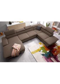 Sit & More sit&more, Wohnlandschaft &raquo;Alcatraz U-Form&laquo; wahlweise mit Bettfunktion, schoko, Struktur fein (97% Polyester, 3% Polyamid);Luxus-Microfaser ALTARA 