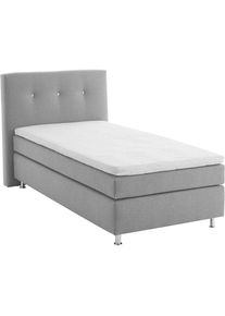 Westfalia Schlafkomfort, Boxspringbett mit Topper, grey, Bezug Bett: Feinstruktur 100% Polyester;Bezug Bonnell-Federkernmatratze: 100% Polyester;Bezug