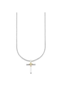 Bruno Banani , Kette mit Anhänger »Schmuck Geschenk Halskette Kreuz mit Steinen bicolor«, mit Zirkonia (synth.) , edelstahlfarben-gelbgoldfarben ,...