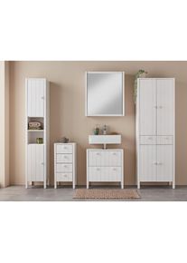 Home Affaire, Hochschrank &raquo;Tina&laquo; Badm&ouml;bel, Schrank, Breite 57 cm, Massivholz, wei&szlig;, Massivholz, wei&szlig; -B/H/T: 57 cm x 170 cm x 28 cm,