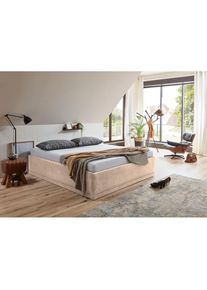 Westfalia Schlafkomfort, Polsterbett &raquo;Texel&laquo; Standardh&ouml;he mit Zierkissen, Bettkasten bei Ausf&uuml;hrung mit Matratze, sand, Bezug Bett: Veloursstoff 100% 