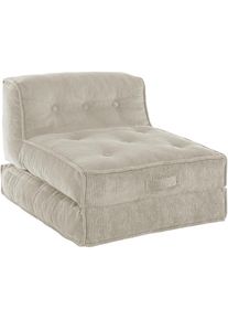 Inosign , Sessel »Pia«, Loungesessel aus Cord, in 2 Größen, Pouf-Funktion. , beigegrau