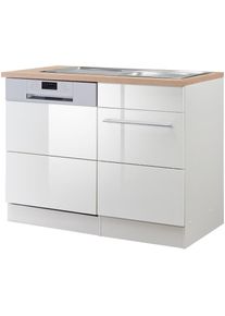 KOCHSTATION , Spülenschrank »KS-Wien«, Breite 110 cm, inkl. Möbelfront für teilintegrierbaren Geschirrspüler , weiß Hochglanz