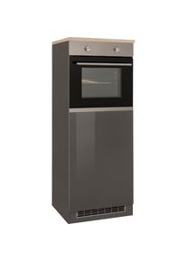 KOCHSTATION, Backofen/K&uuml;hlumbauschrank &raquo;KS-Virginia&laquo; 60 cm breit, grau Hochglanz, Holzwerkstoff, MDF, graphit -B/H/T: 60 cm x 165 cm x 60 cm, grau 