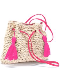 Lascana , Umhängetasche »Strandtasche«, aus Papierstroh, Handtasche, Schultertasche VEGAN , beige-pink
