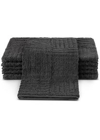 Ross , Gästehandtücher »CARRE«, (Packung, 6 St.), 100% Baumwolle, Rippenstruktur, große Farbauswahl , Anthrazit , B/L: 30 cm x 50 cm